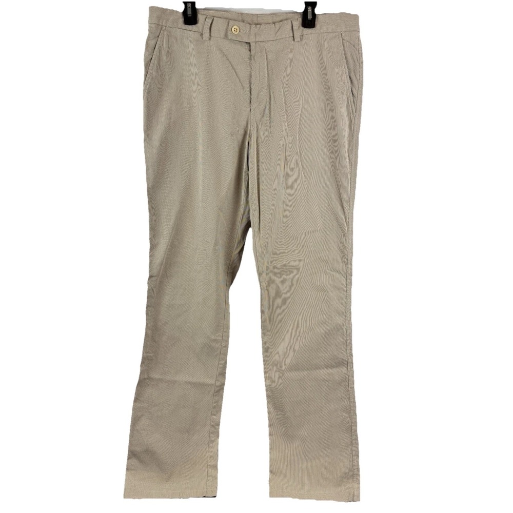 SAKS FIFTH AVE Mens Chino dress pants micro-srtiped Tan/White - 36W x‎ 33.5L